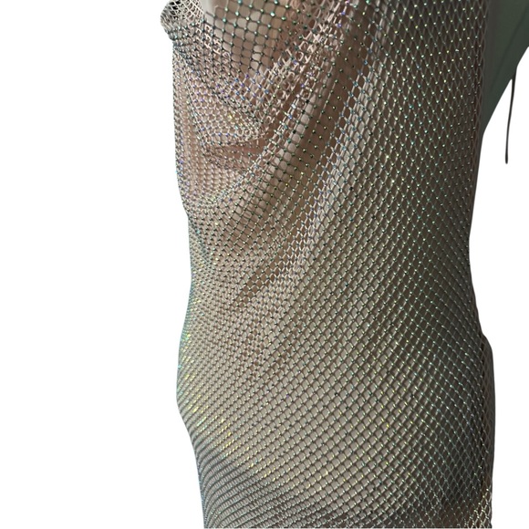 Edge Mesh Diamond Halter Dress Pink Size L - Picture 2 of 4